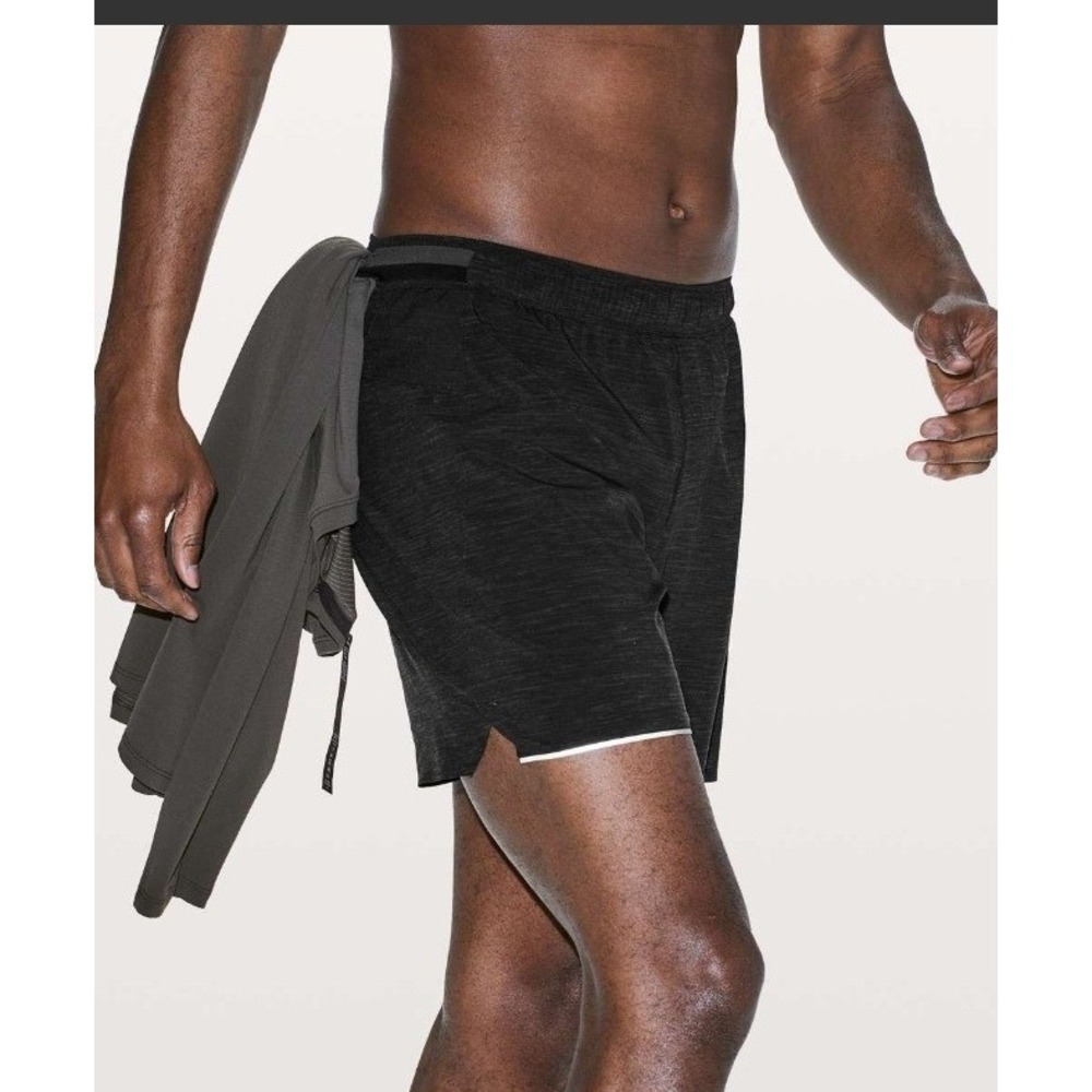 Lululemon Mens Surge Short Liner 6 Heather Allover Deep Coal Black M7AB2S Size S - Picture 4 of 10